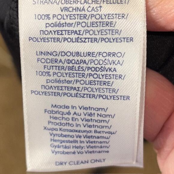 CHAPS Black Faux Wrap Midi Knit Dress with "Leather" sides - Picture 9 of 12